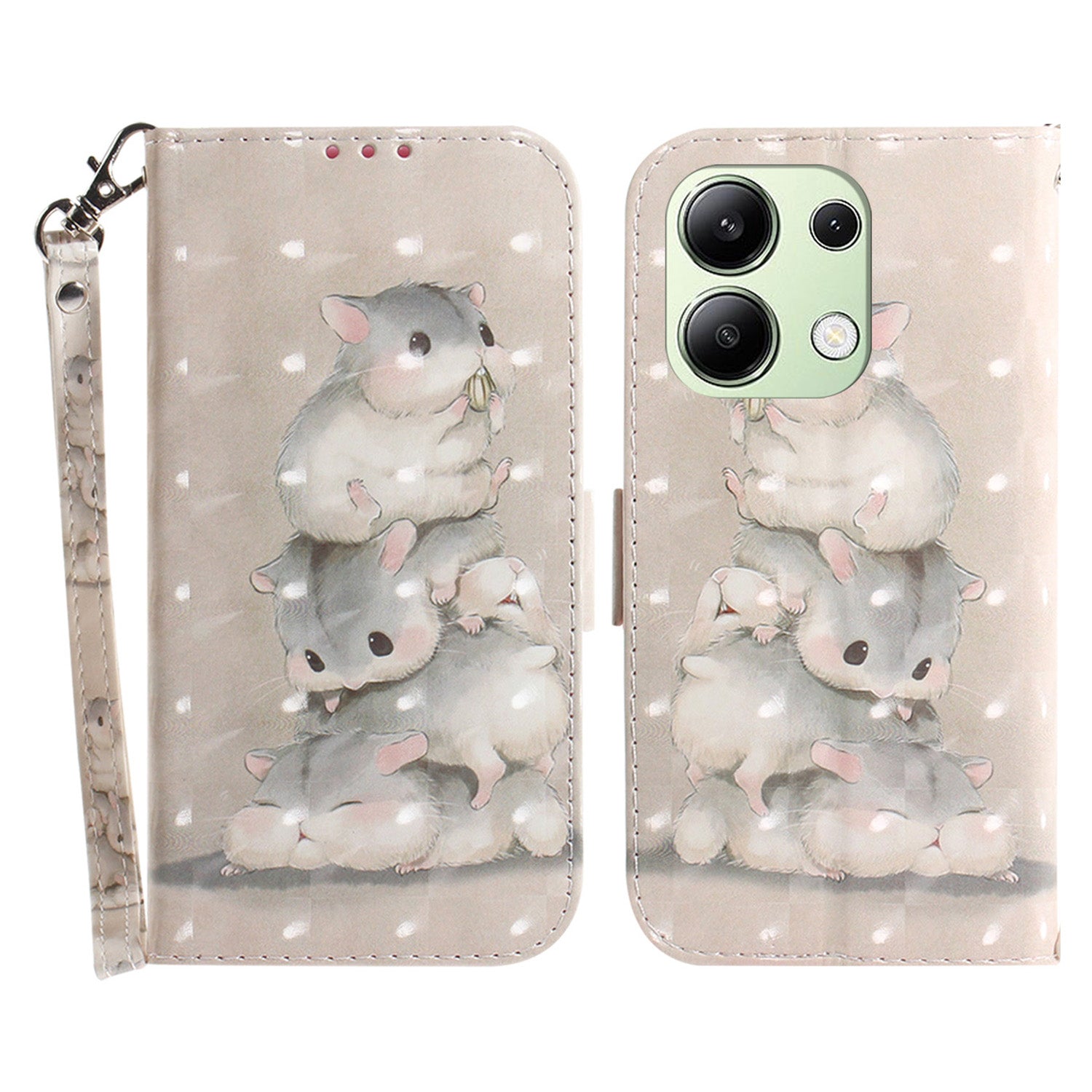 For Xiaomi Redmi Note 13 4G Case with Hand Strap Pattern Printing Leather Phone Cover For Xiaomi Redmi Note 13 4G Case with Hand Strap Pattern Printing Leather Phone Cover